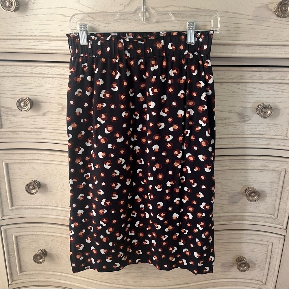 Ann Taylor Navy Cheetah Print High Waist Skirt